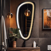 Specchio LED Asimmetrico Verticale | Pulsanti touch | Funzione anti-appannamento | Temperatura di colore regolabile - Reyze Serie Salono Modello 1